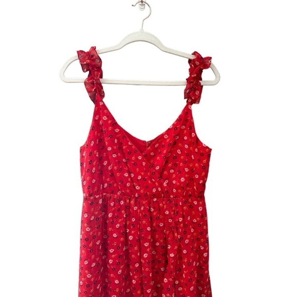 Madewell Ruffle-Strap Wrap Dress in Metallic-Striped Prairie Posies - Picture 3 of 7